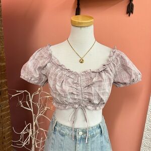 NWT! Forever 21 Lavender Plaid Ruffle Crop Top